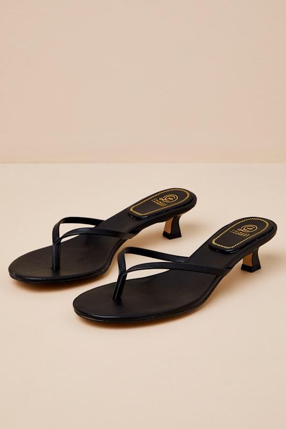 Brissa Black Kitten Heel Thong Sandals Product Image