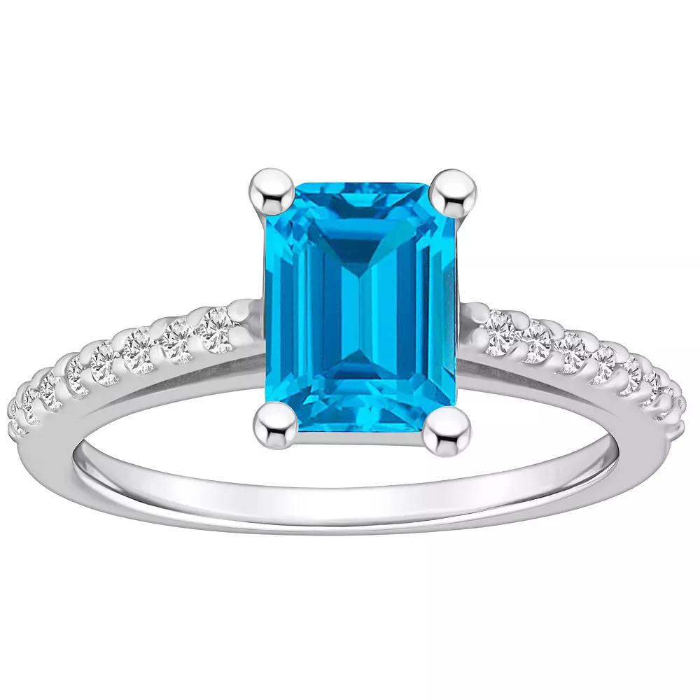 Alyson Layne 10k Gold Emerald Cut Gemstone 1/5 Carat T.W. Diamond Ring, Women's, Created Green Product Image