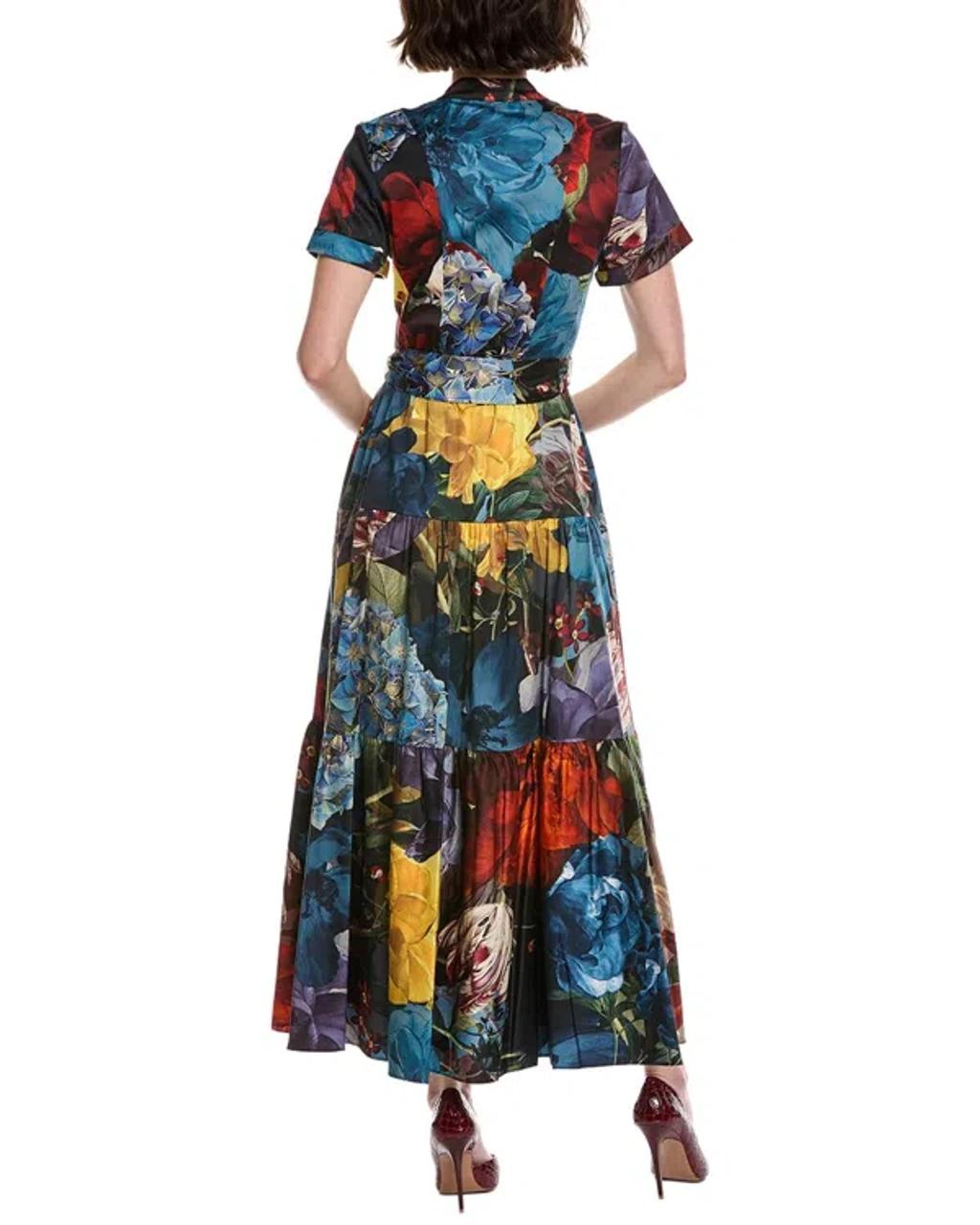 ALICE AND OLIVIA Flourish Lucy Roll-sleeve Midi Dress In Multi Product Image