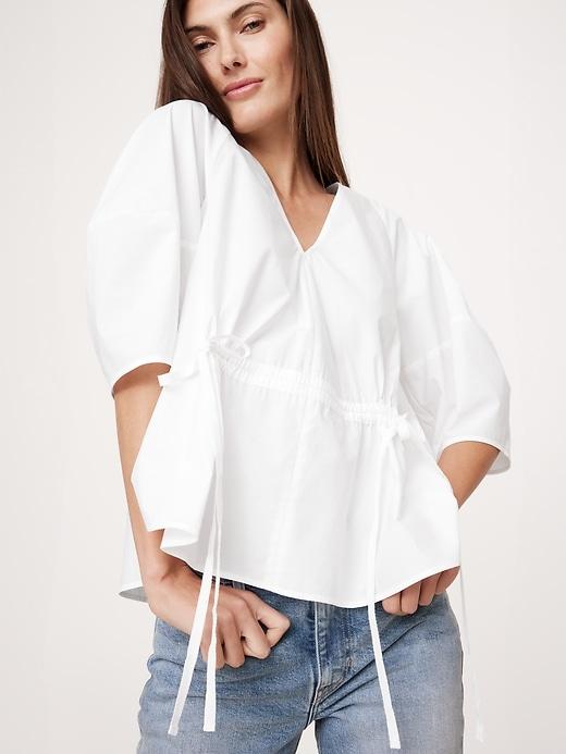 Cotton Poplin Cinch-Waist Top Product Image