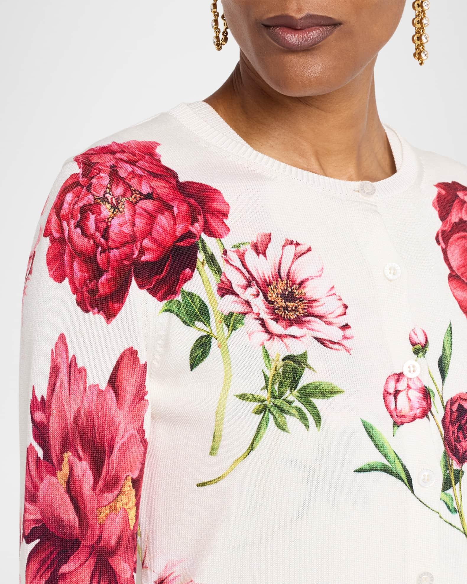 Peony Print Crewneck Twinset Cardigan Product Image