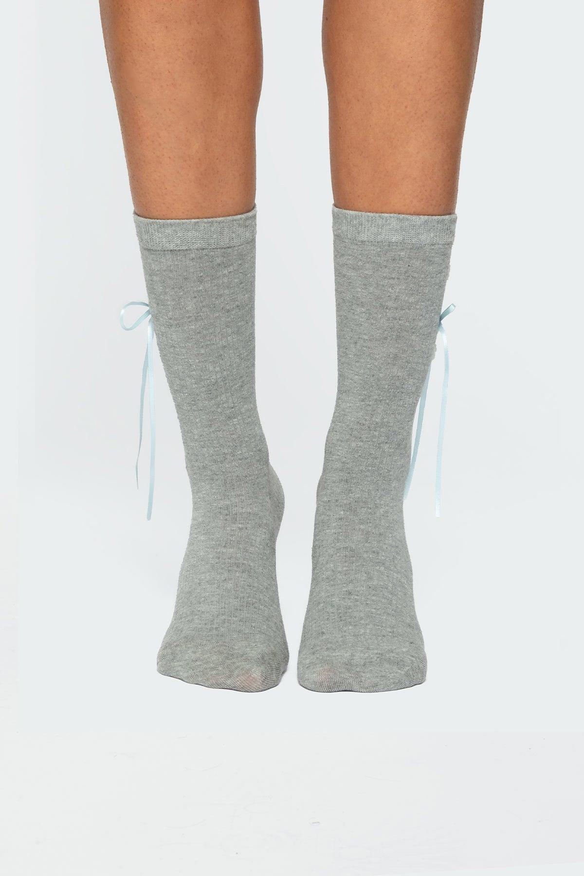 Ribbon & Flower Button Socks Product Image