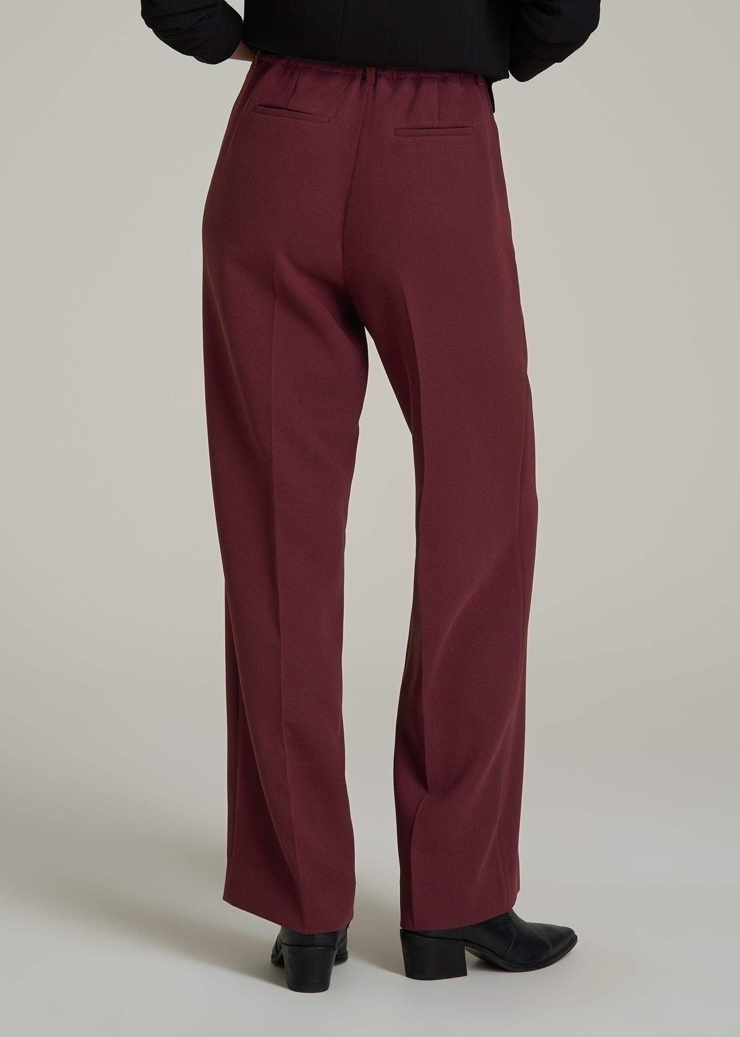 Wide Leg Pleated Dress Pants 2.0 for Tall Women in Tawny Port Female Product Image