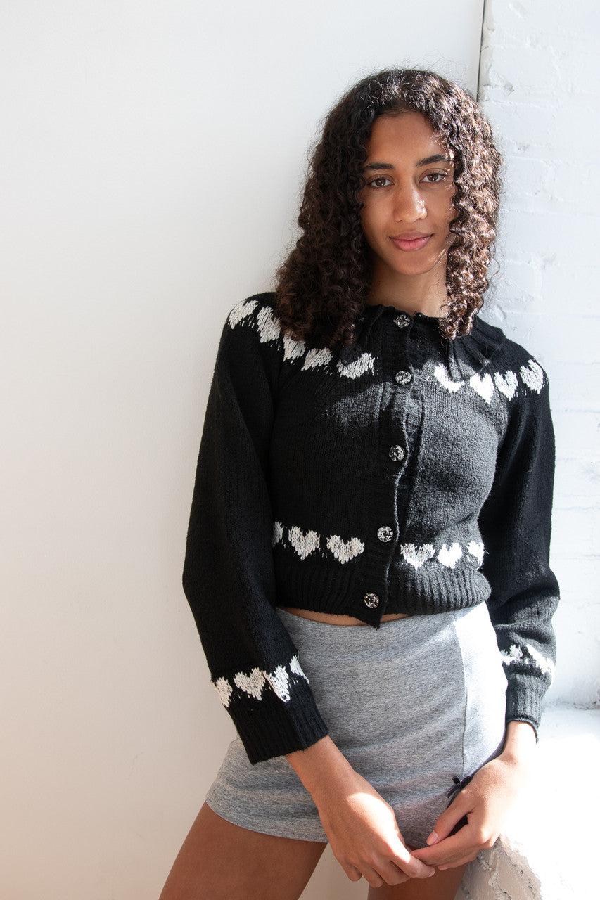 Ruffle Collar Heart Cardigan Product Image