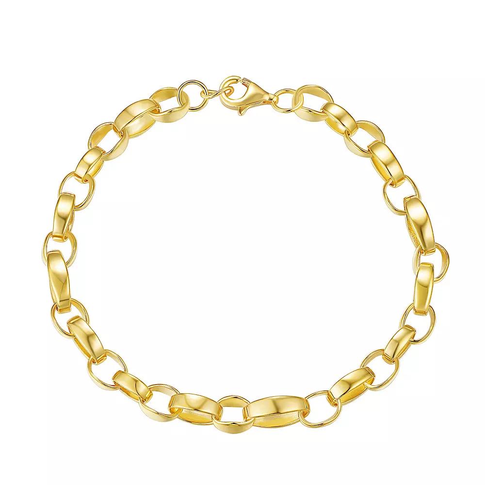 Argento Forte 14k Gold Over Silver Link Chain Bracelet, Women's, Size: 7.5", Sterling Silver Product Image