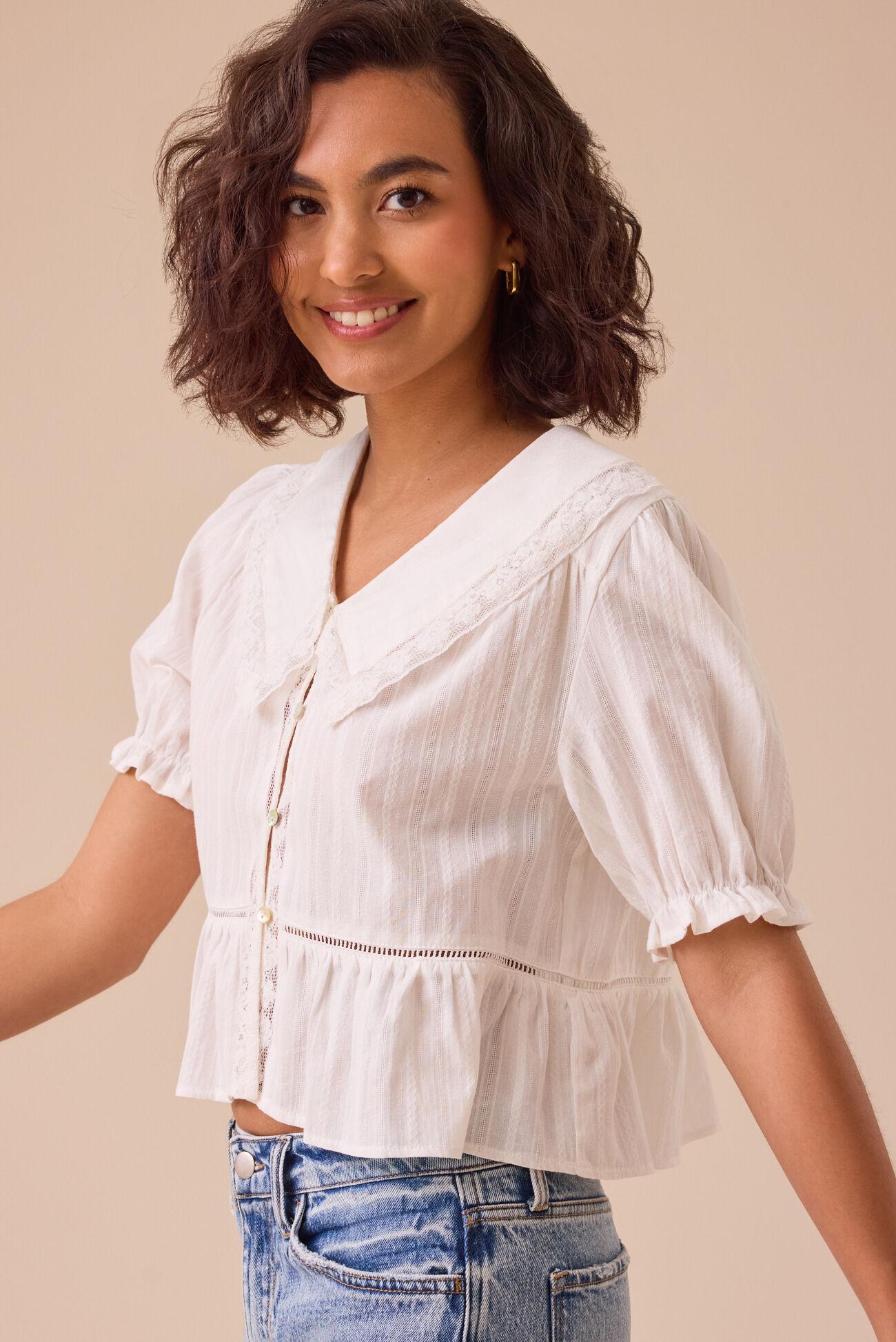 Rosemary Lace Collared Top Product Image