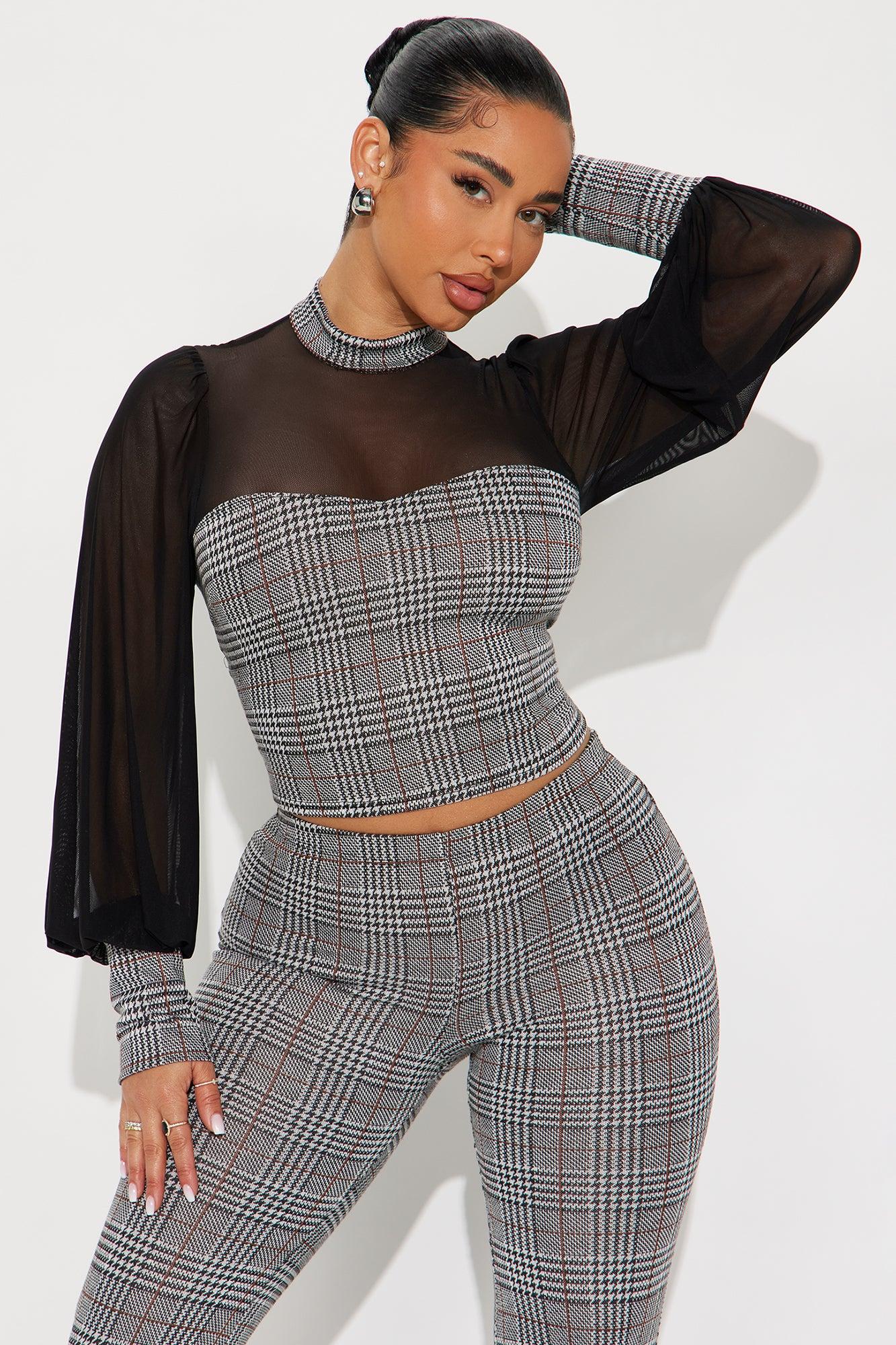 Mia Plaid Pant Set - Black/combo Product Image