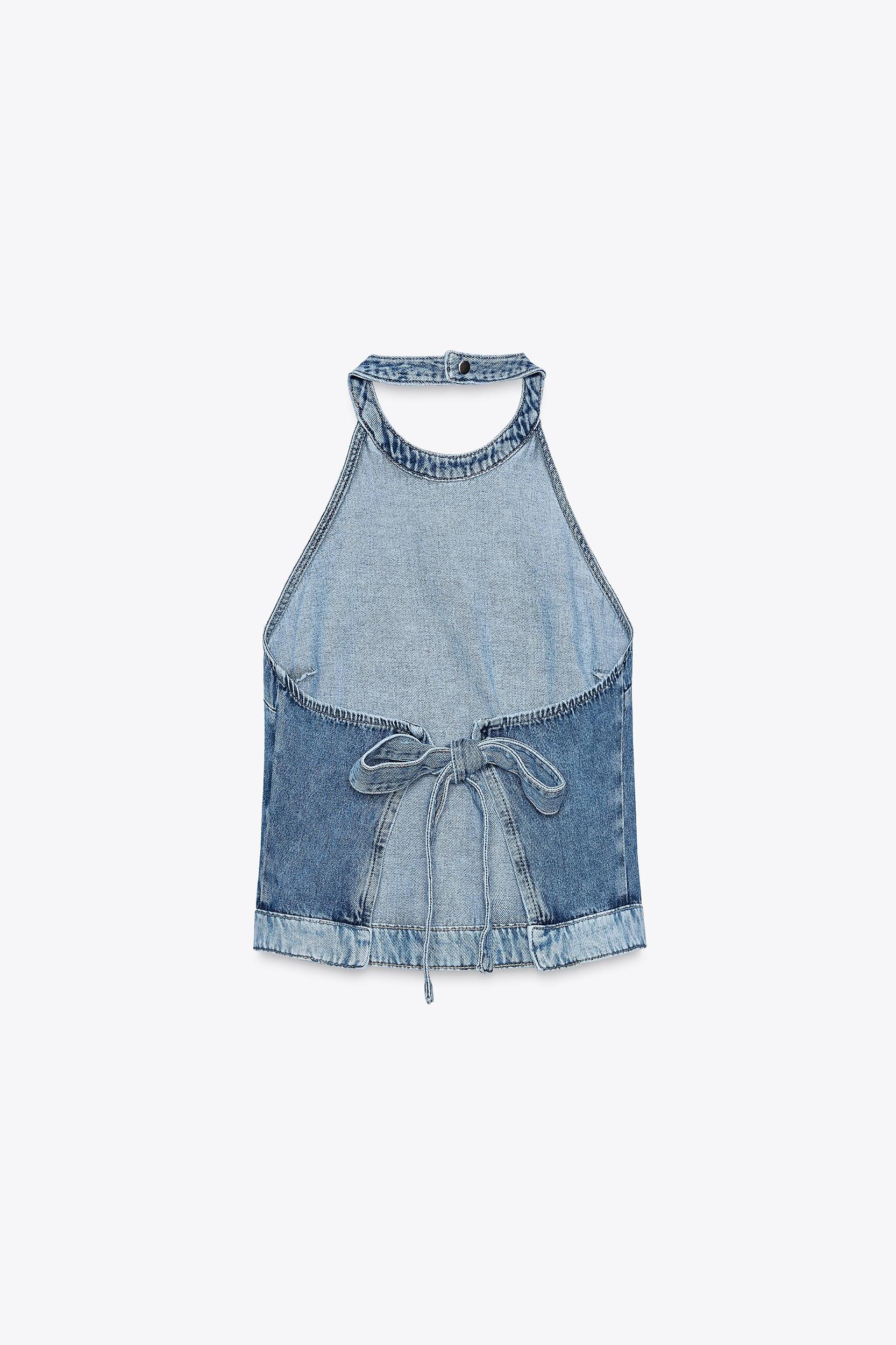 Z1975 COMBINED DENIM HALTER TOP Product Image