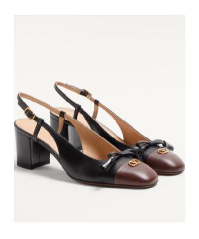 VALENTINO GARAVANI Vlogo 65 Tasseled Two-tone Leather Slingback Pumps In Black Product Image