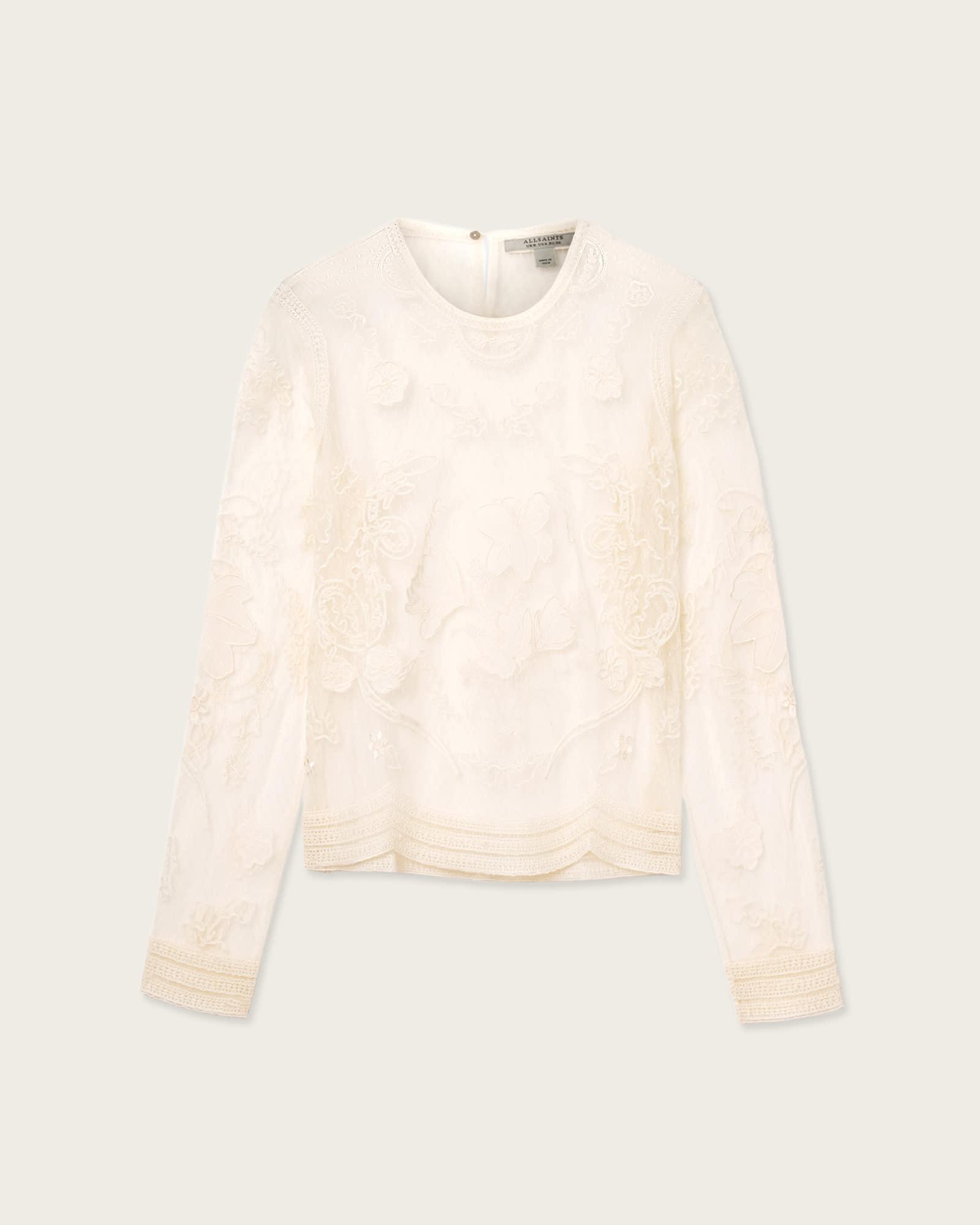 Arlea Embellished Top Vintage White | ALLSAINTS US Product Image