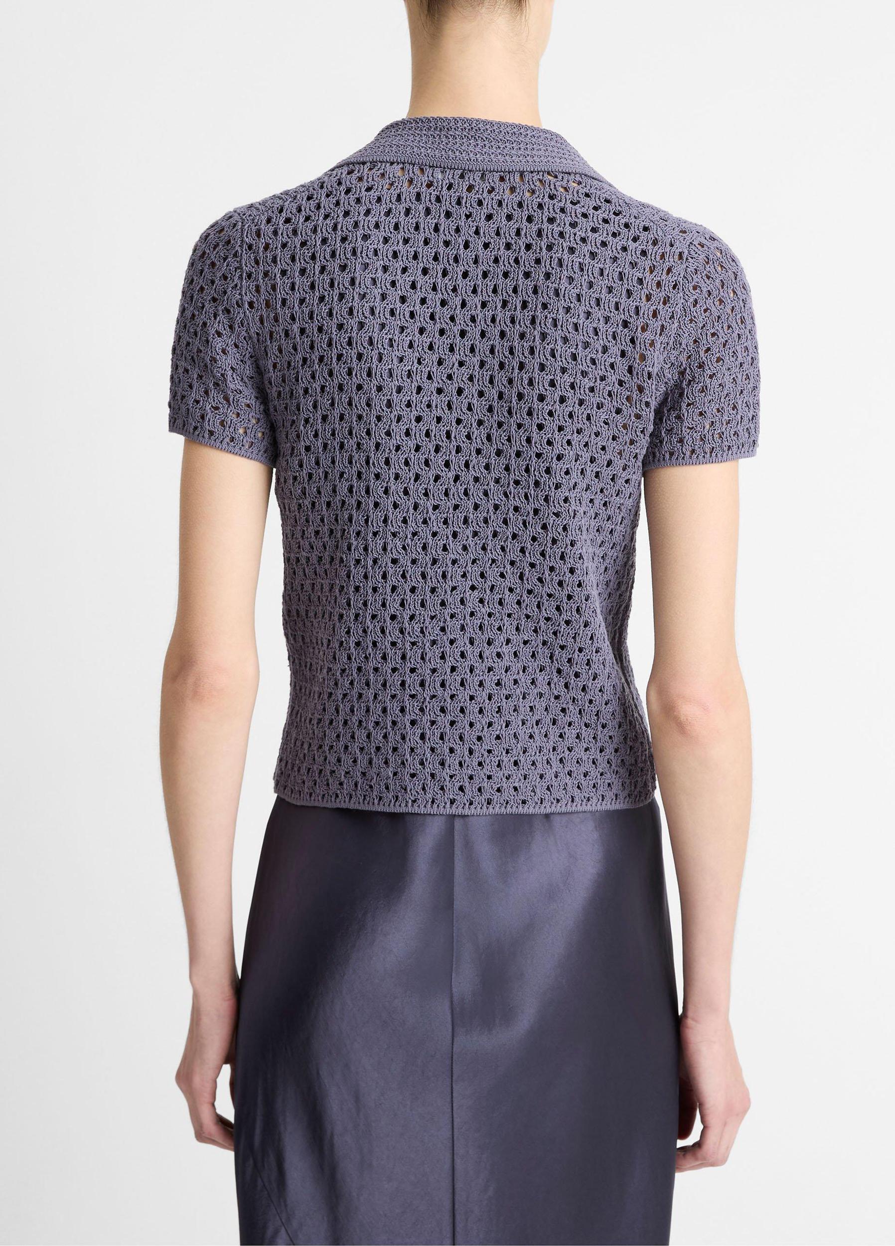 Macramé Cotton Polo Sweater Product Image