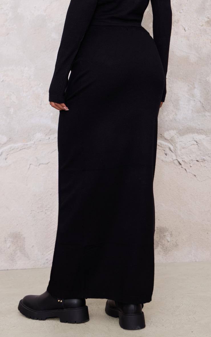 Black Basic Fine Knit Maxi Skirt Product Image
