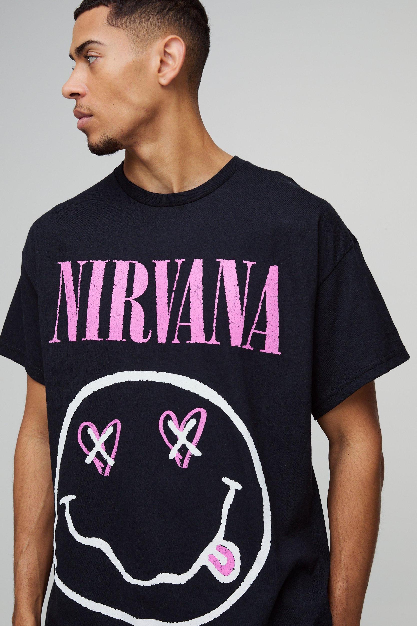 Oversized Nirvana Heart License Graphic T-Shirt | boohooMAN USA Product Image