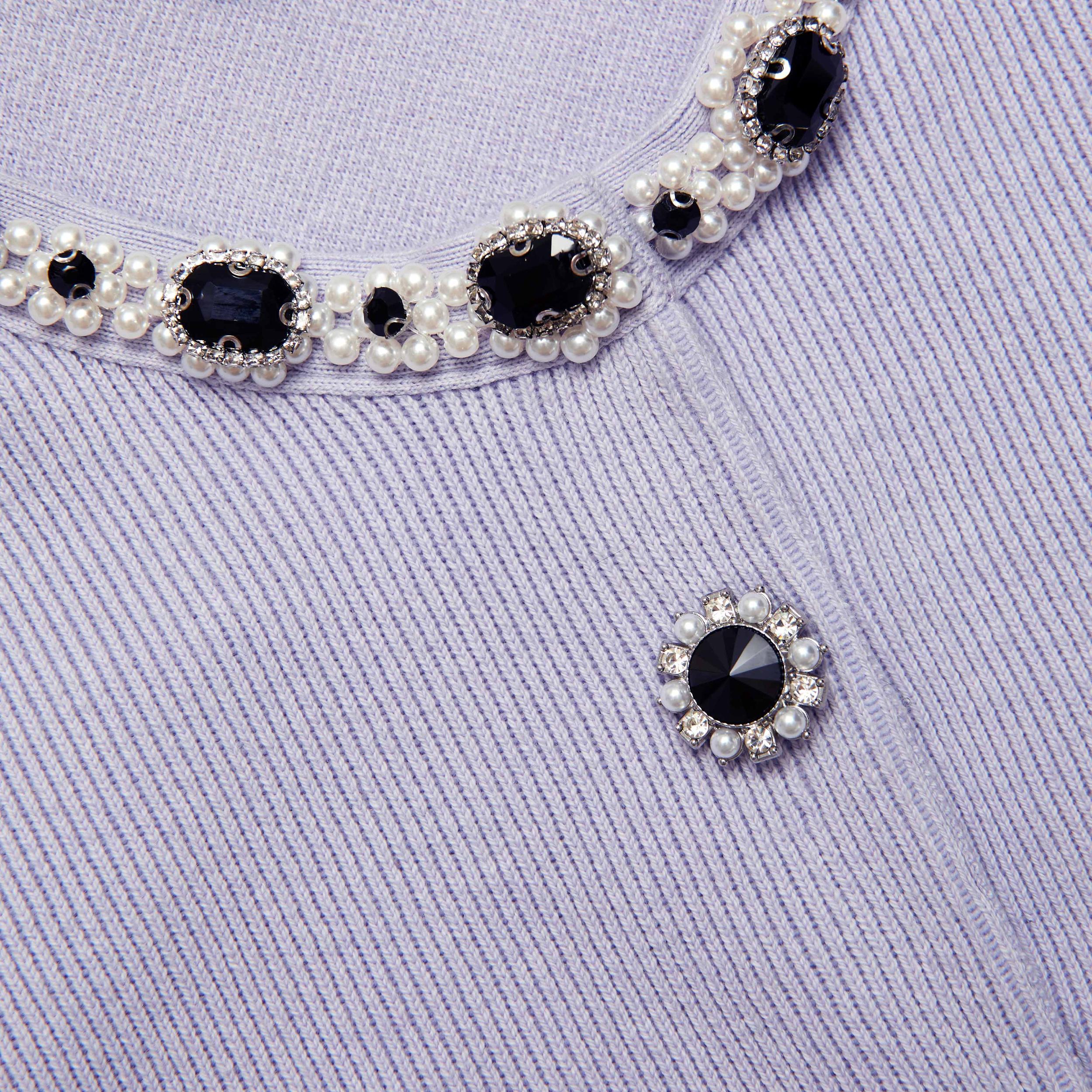 Lilac Embellished Knit Top Product Image