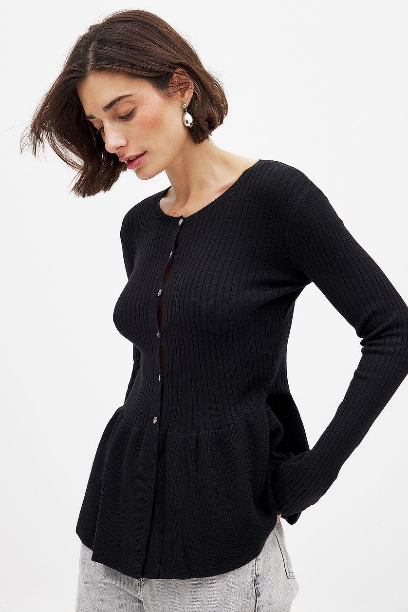 Knitted Peplum Top Beige Product Image