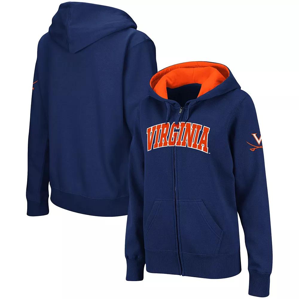Women's Navy Virginia Cavaliers Arched Name Full-Zip Hoodie,  Product Image