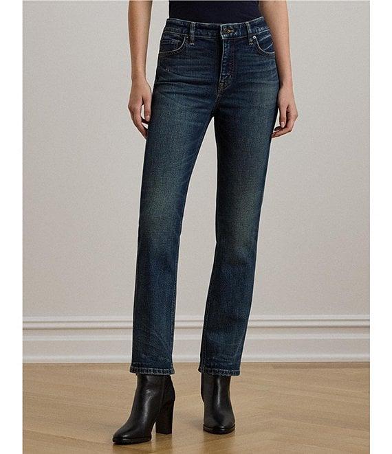 Lauren Ralph Lauren High Rise Straight Leg Ankle Jeans Product Image
