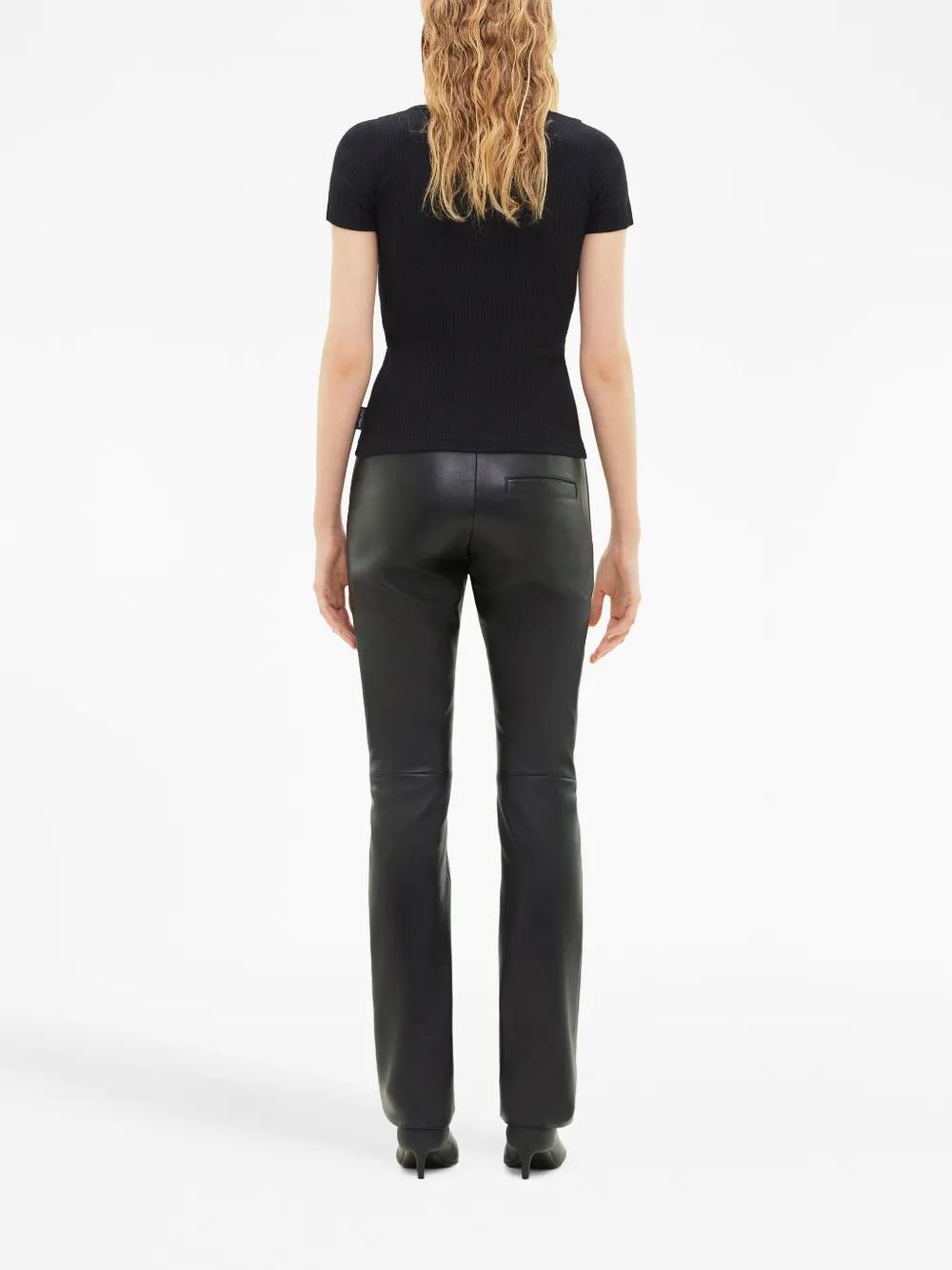 COURRÈGES Logo-plaque Ribbed T-shirt In Black Product Image