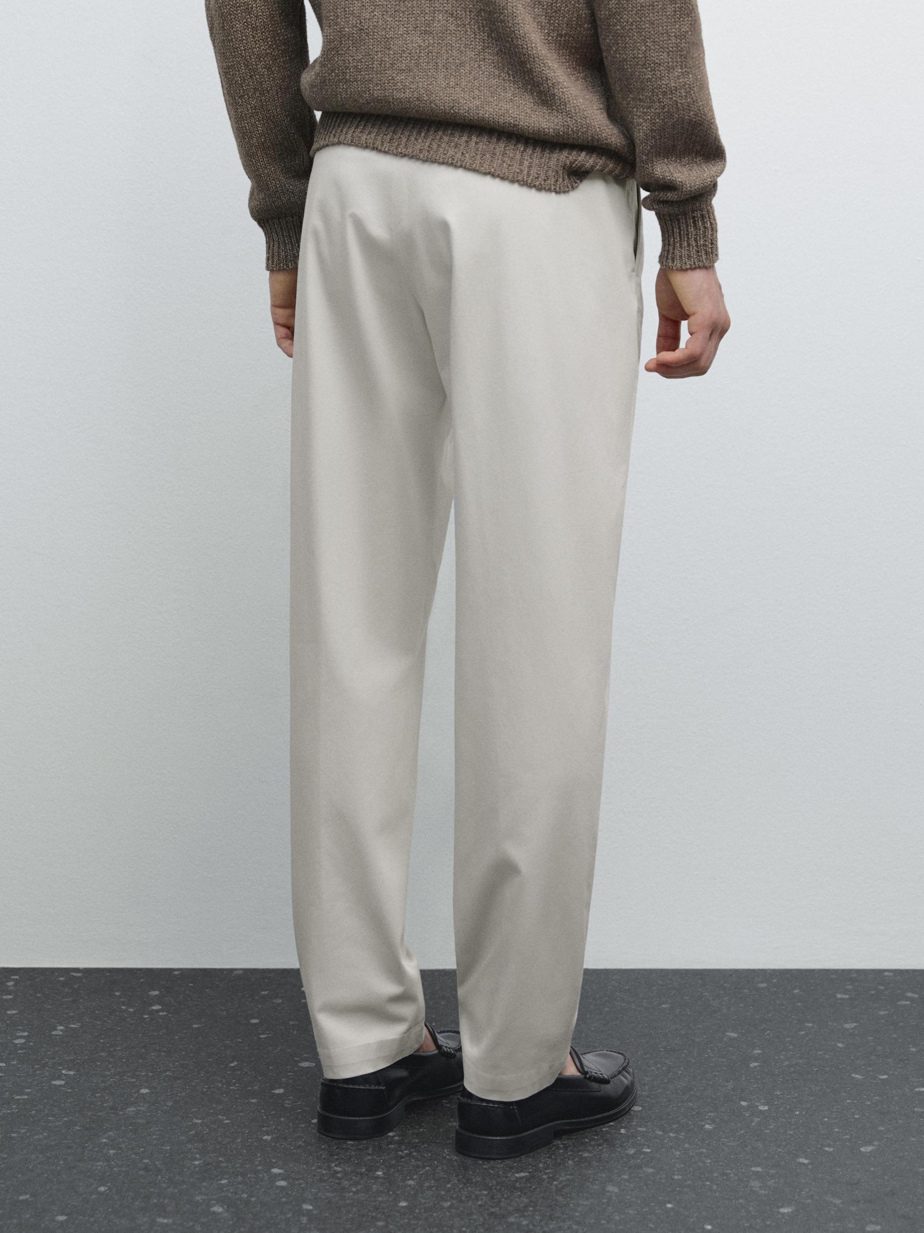 Cotton blend tapered fit trousers Product Image