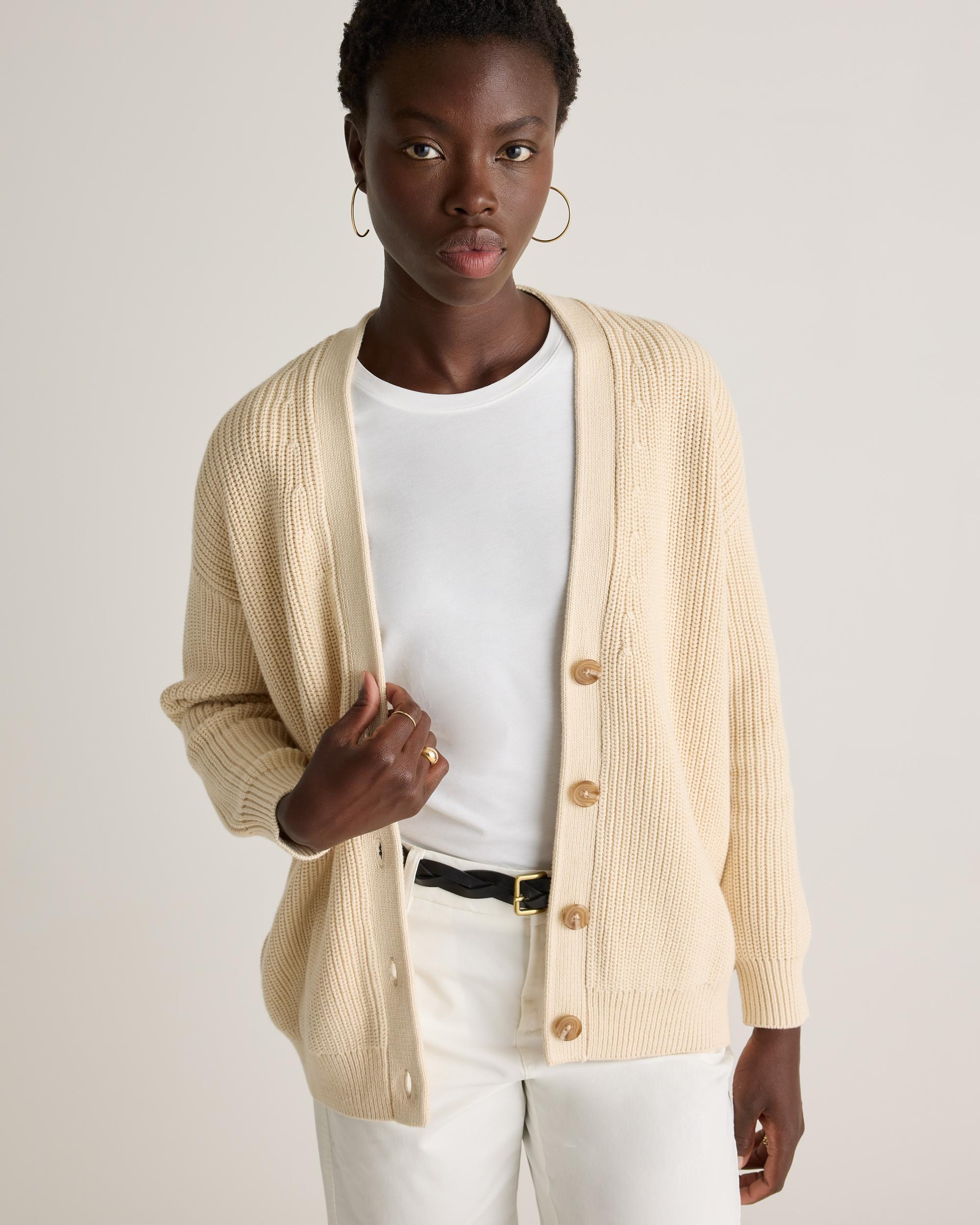 Quince | Women's OverSized Boyfriend Cardigan Sweater Organic Cotton Product Image