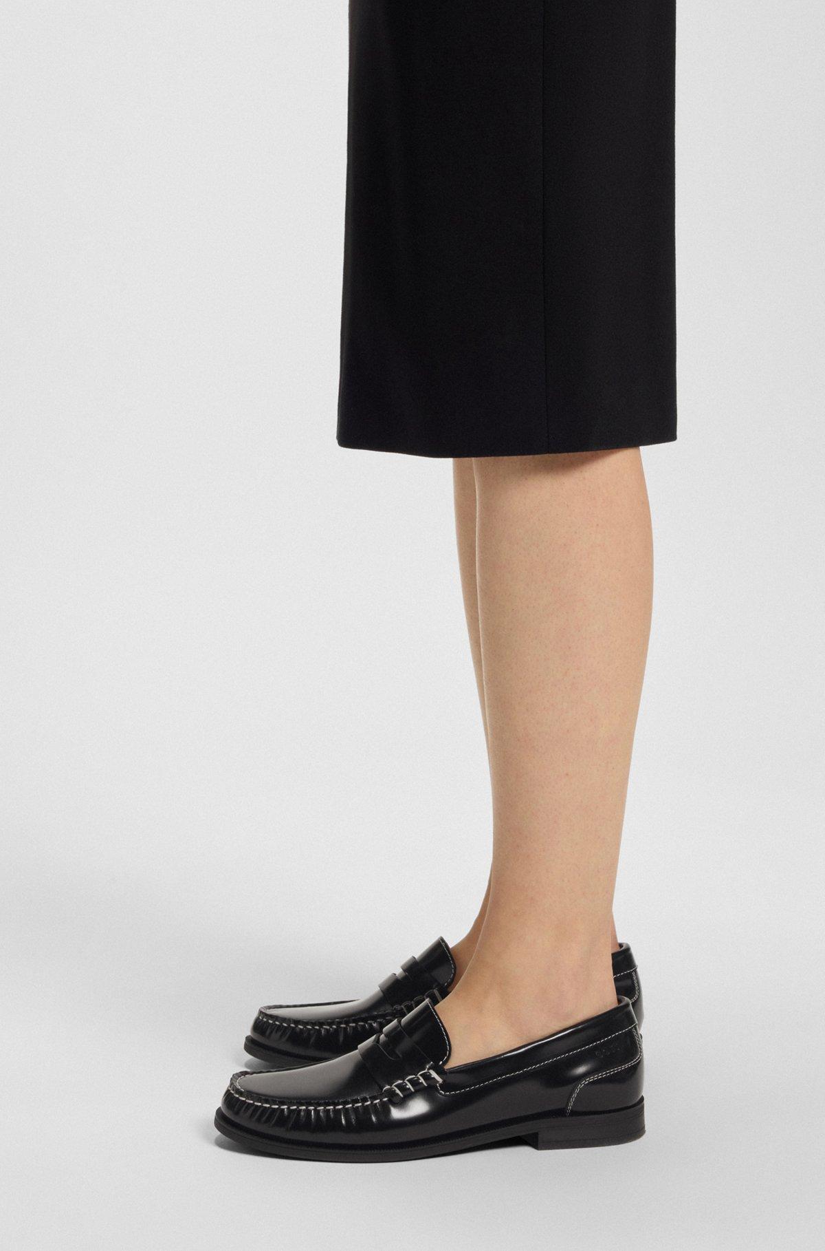 Leather moccasins with penny trim Product Image