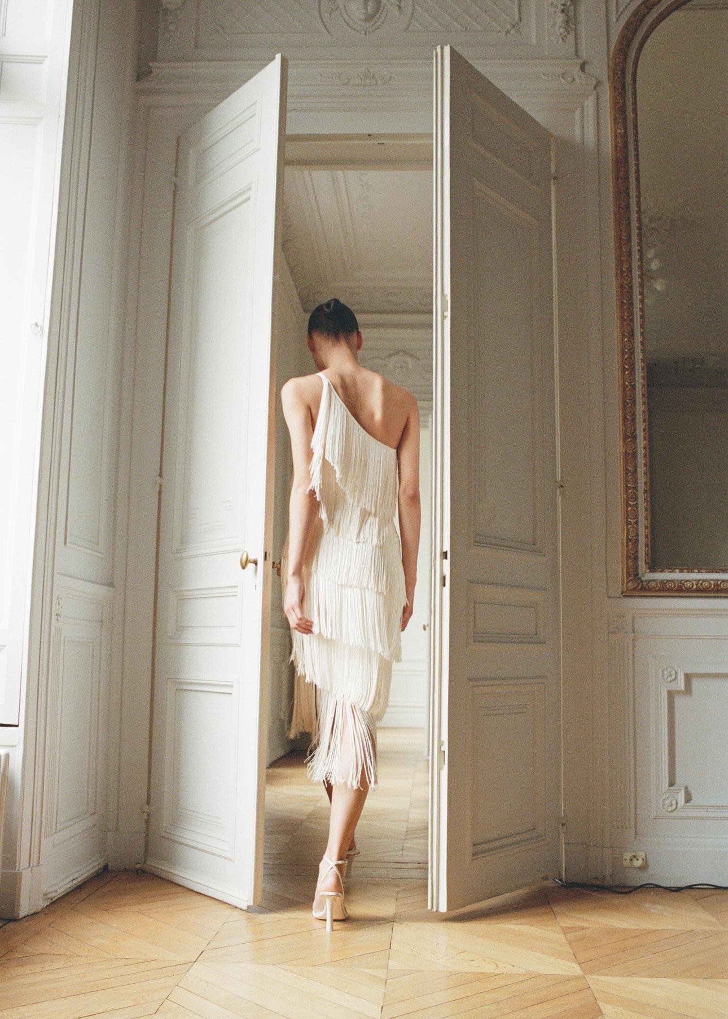 Asymmetrical fringed midi-dress - Women | MANGO USA Product Image