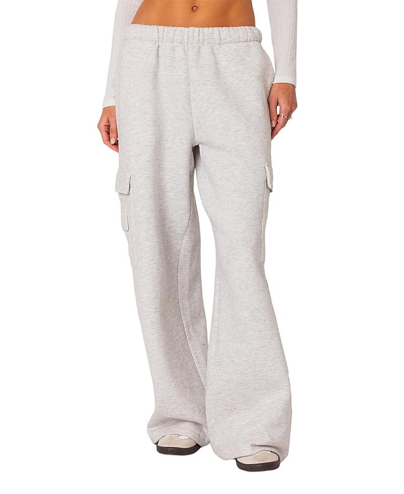 Edikted Wide Leg Cargo Sweatpants Product Image