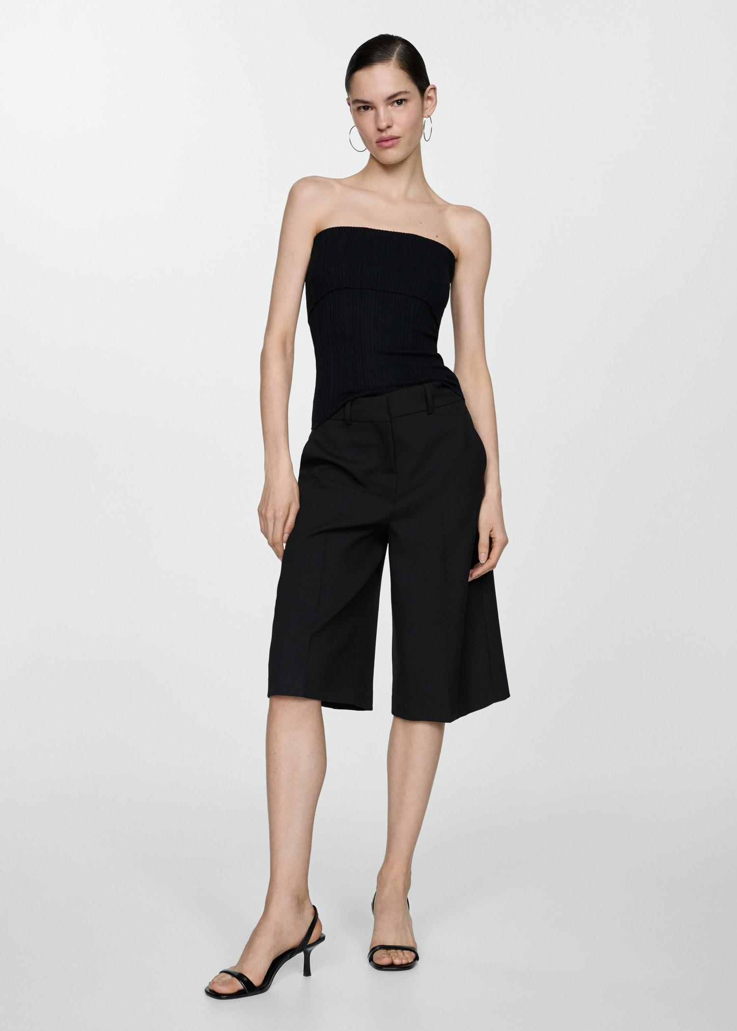 Strapless knitted top - Women | MANGO USA Product Image