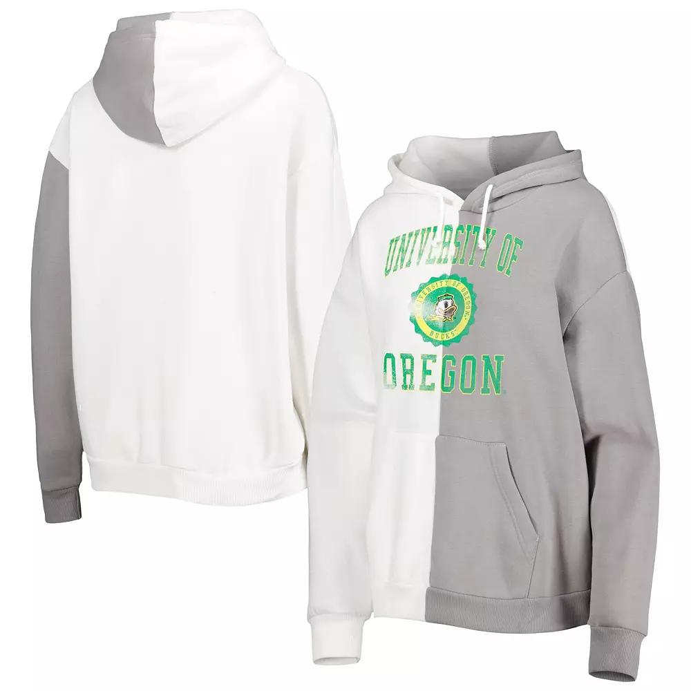 Women's Gameday Couture Gray/White Oregon Ducks Split Pullover Hoodie, Size: XL Product Image