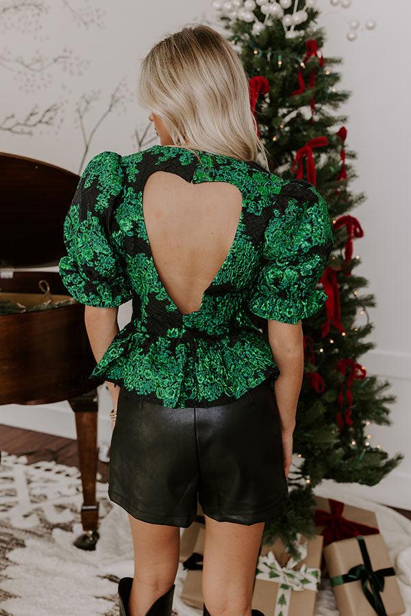 Glistening Garland Jacquard Peplum Top Product Image