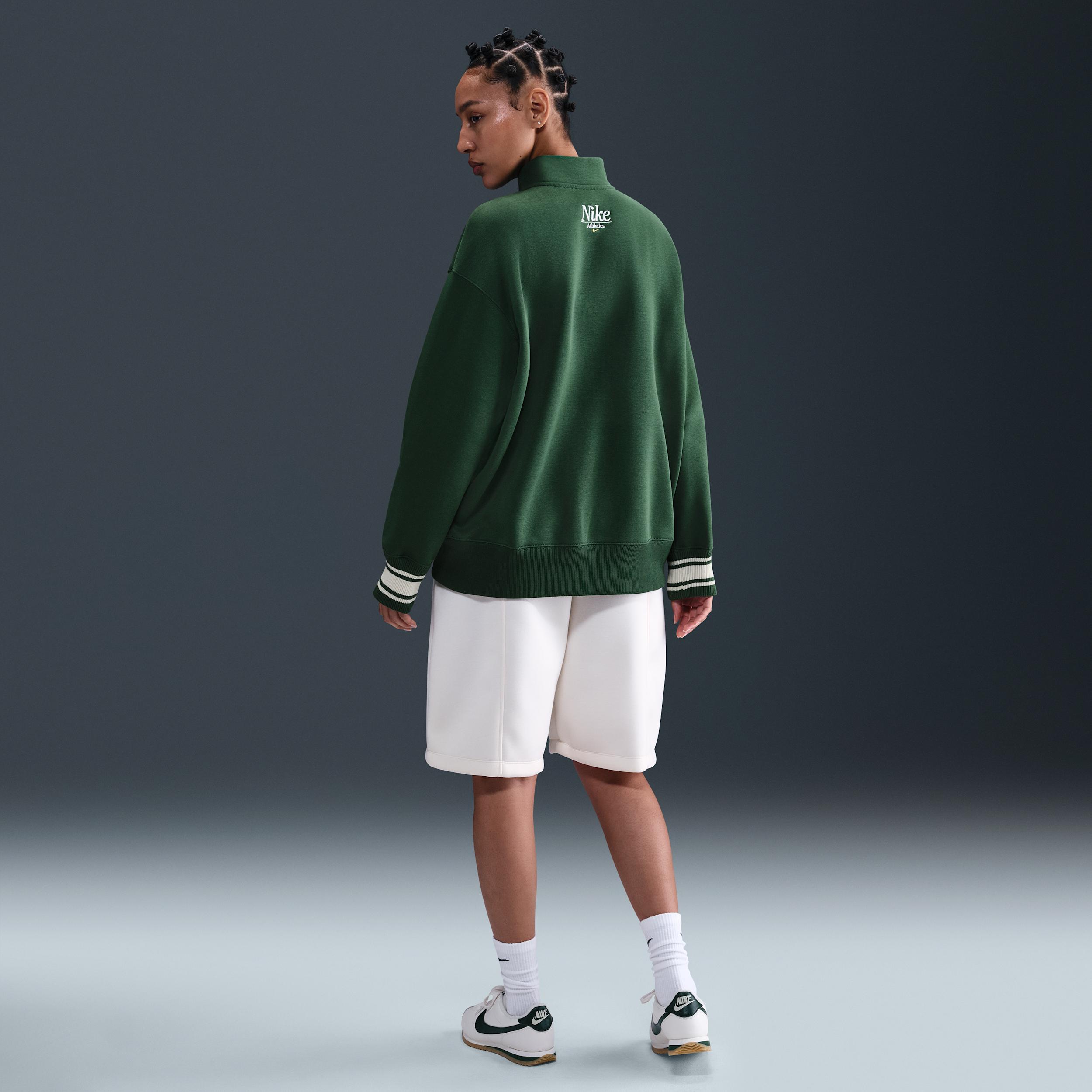 Womens Nike Sportswear Phoenix Fleece Oversized 1/4-Zip Long Sweatshirt | IH7804-323 Product Image