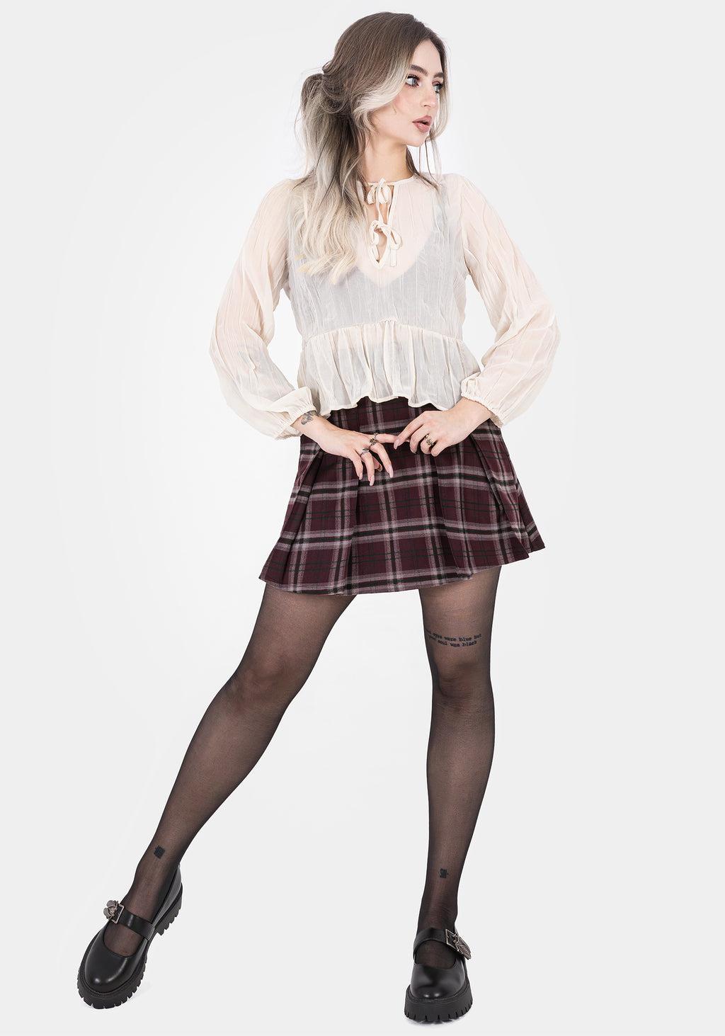 Villain Textured Tie Front Peplum Blouse - White Product Image