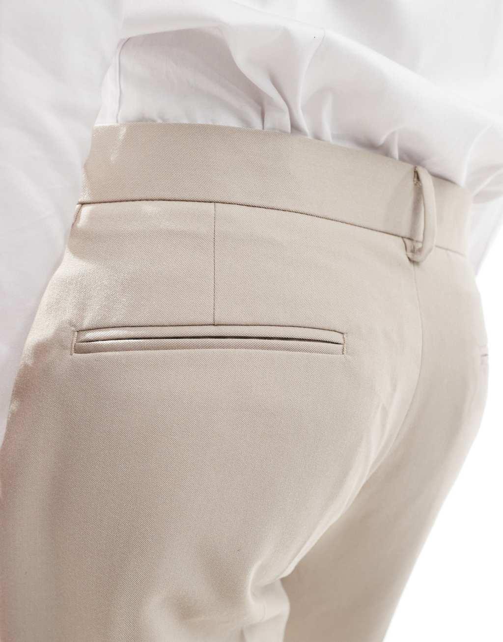 ASOS DESIGN dressy straight leg pants in stone Product Image