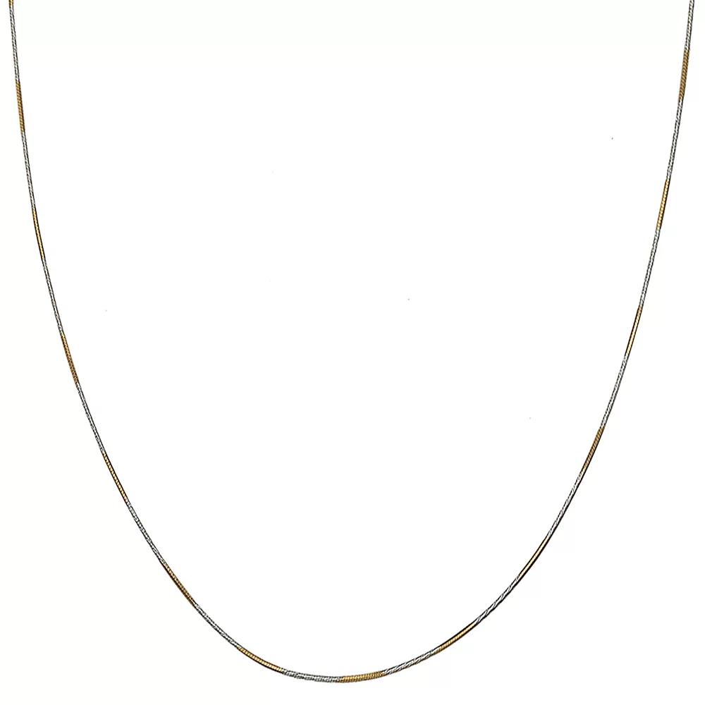 PRIMROSE Two-Tone Sterling Silver 18k Gold Plated Textured Square Snake Chain Necklace, Women's, Size: 18", Two Tone Product Image