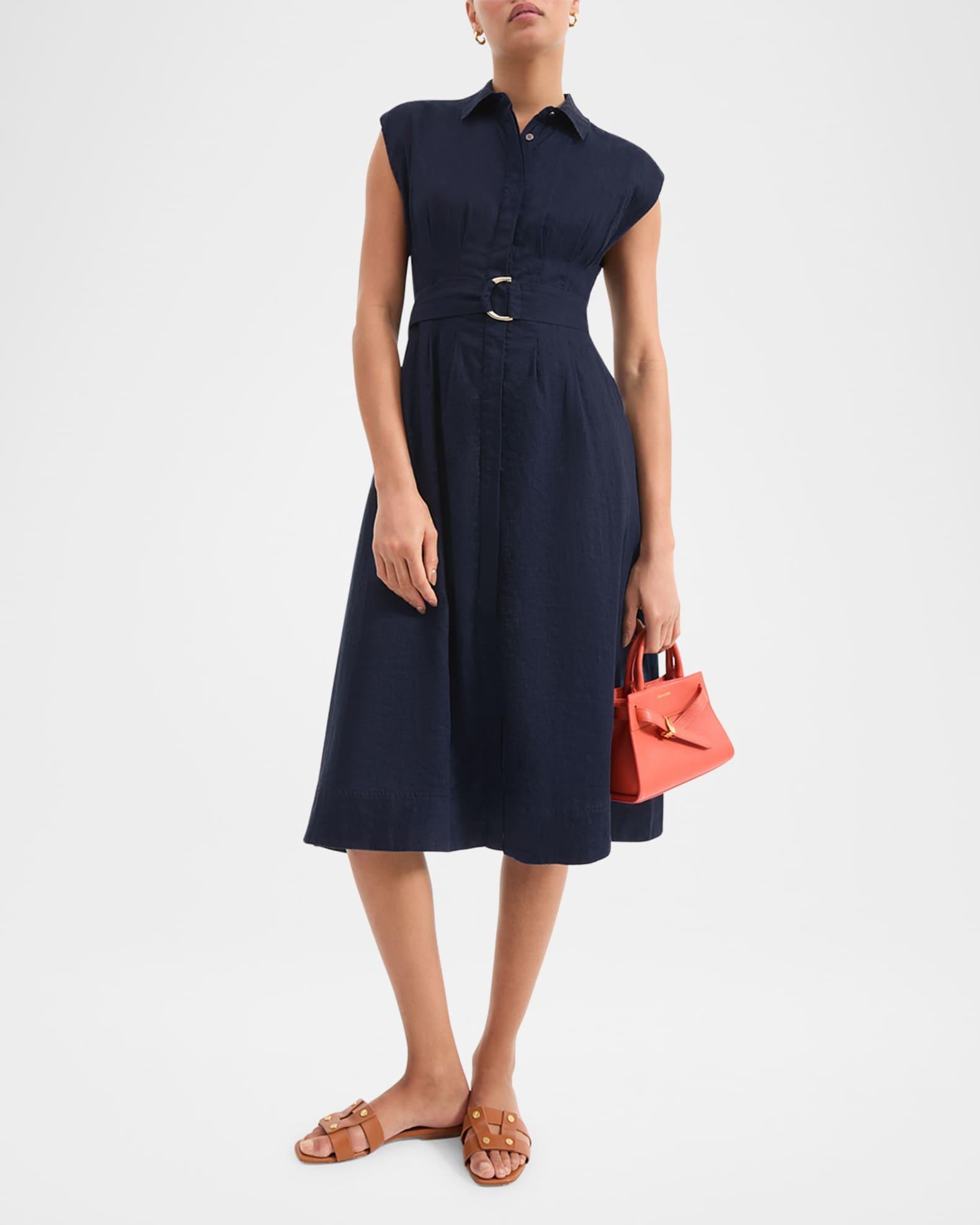 Loreta Belted Linen Shirtdress Product Image