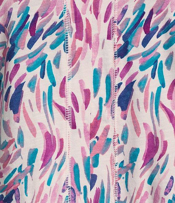 Westbound Dancing Daubs Print Short Sleeve V-Neck Top Product Image