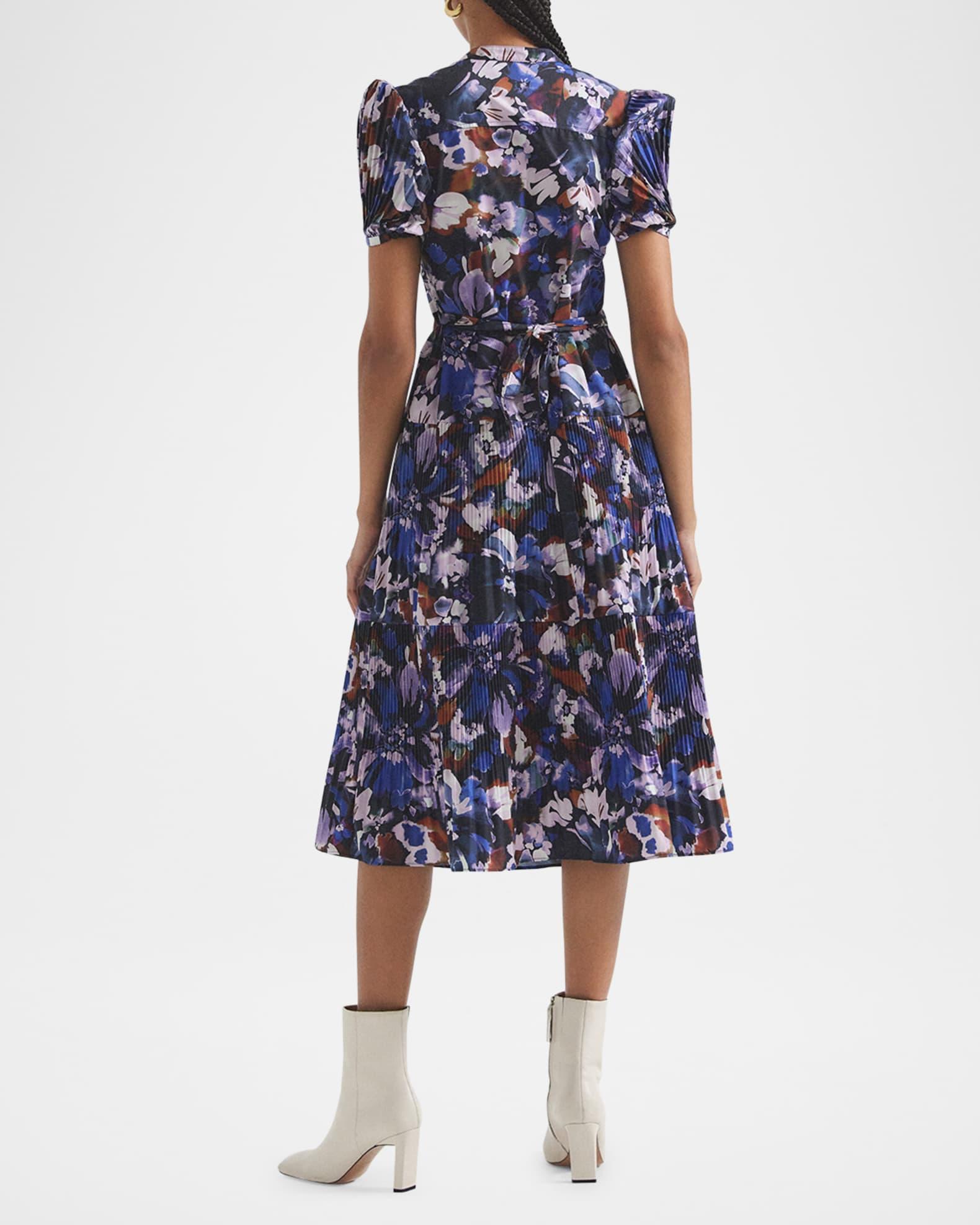 Alexandra Floral Puff-Sleeve Midi Shirtdress Product Image