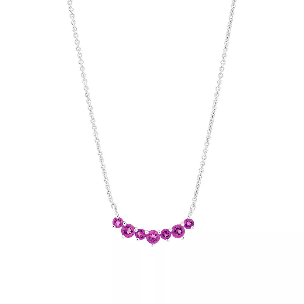 Gemistry 14k White Gold 7-Stone Amethyst Necklace, Women's, Size: 18" Product Image