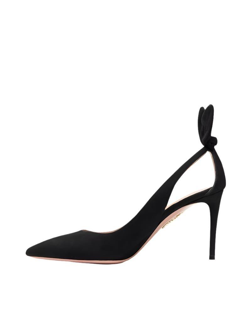 AQUAZZURA Bow Tie 85 Suede Pumps In Black Product Image