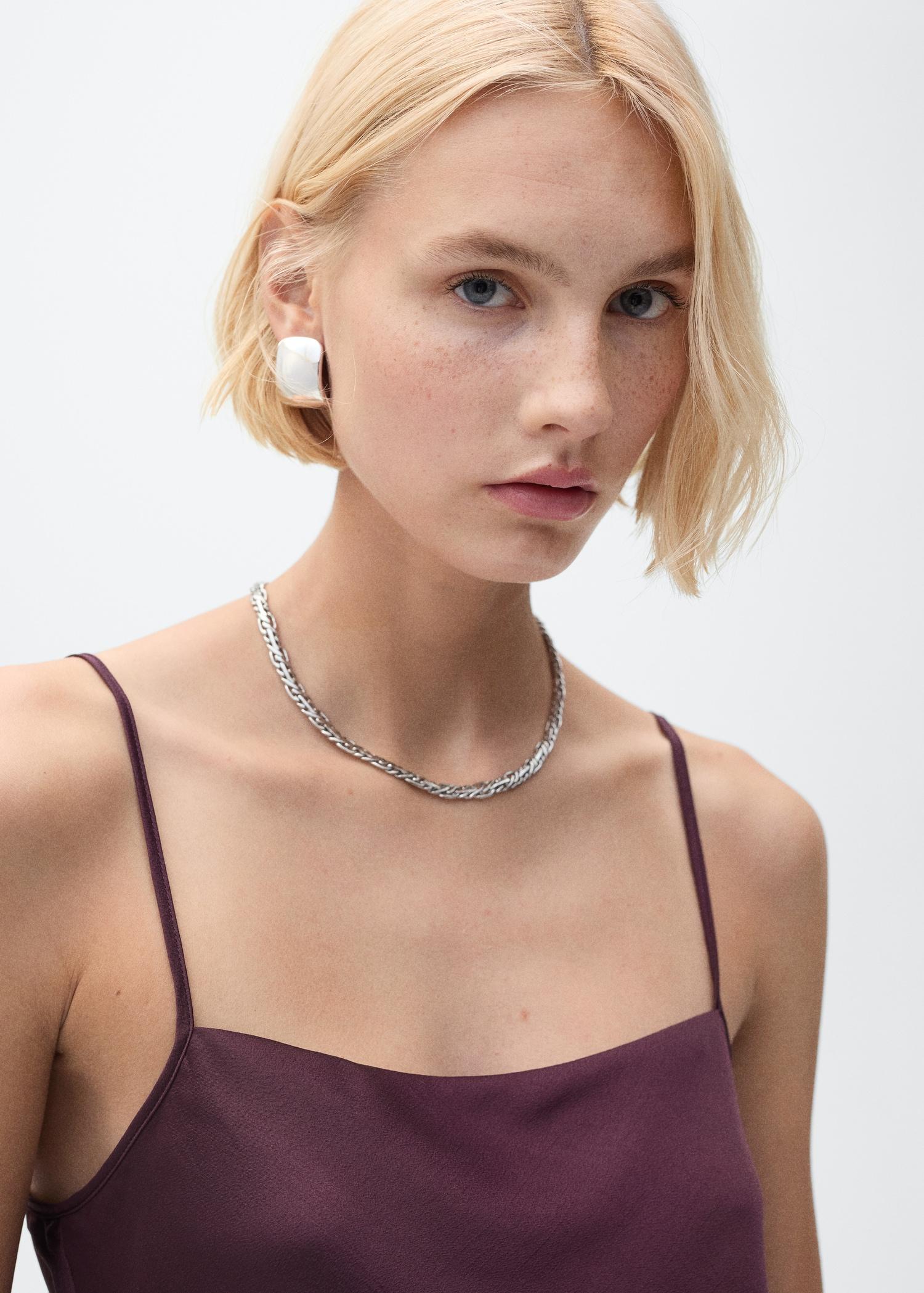 Satin top with thin straps - Women | MANGO USA Product Image