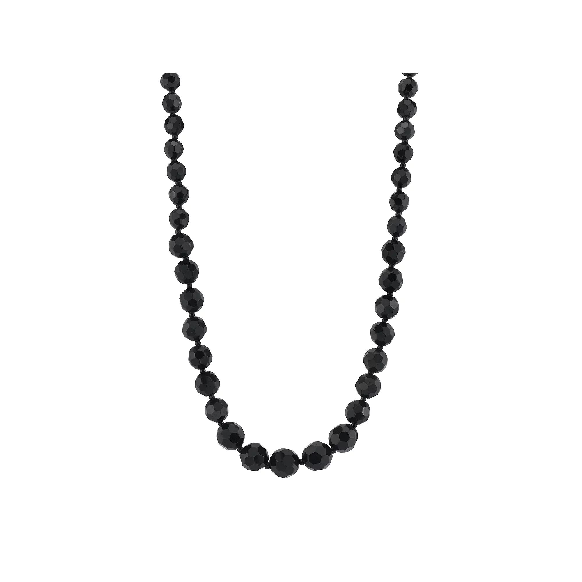 1928 Black Bead Necklace, Women's,  Product Image