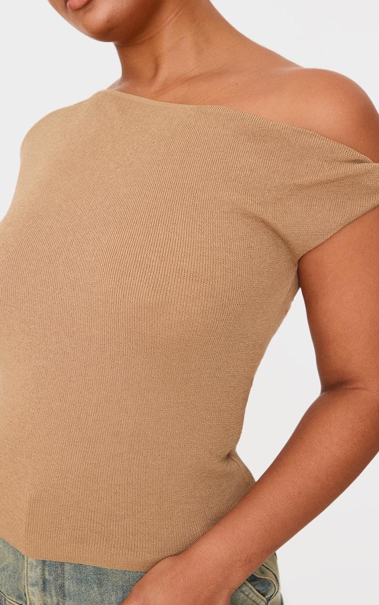 Plus Taupe Fine Knit Twist Neck Vest Top Product Image