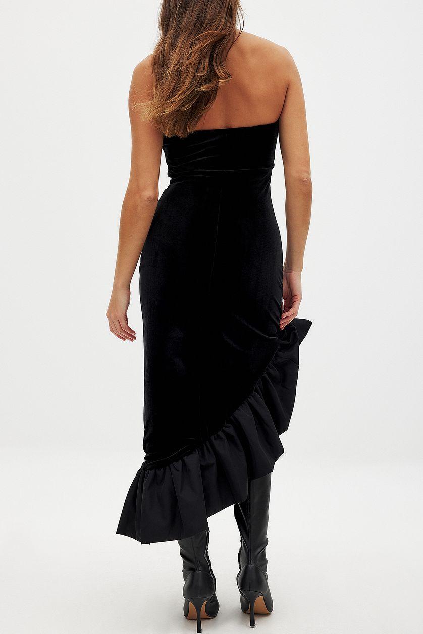 Velvet Bandeau Dress Black Product Image