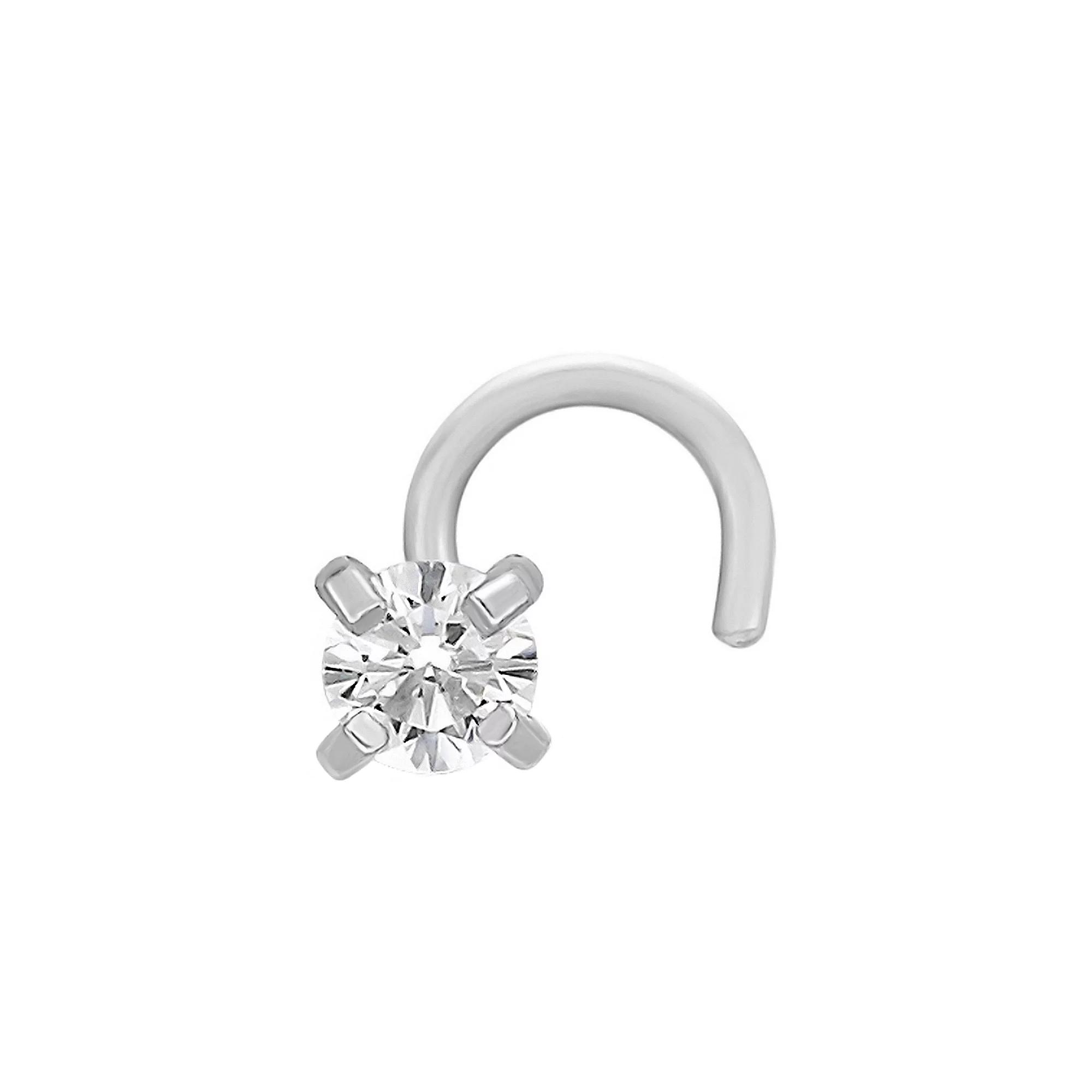 Lila Moon 14k Gold 2 mm Cubic Zirconia Curved Nose Stud, Women's, 14k Whgold Product Image