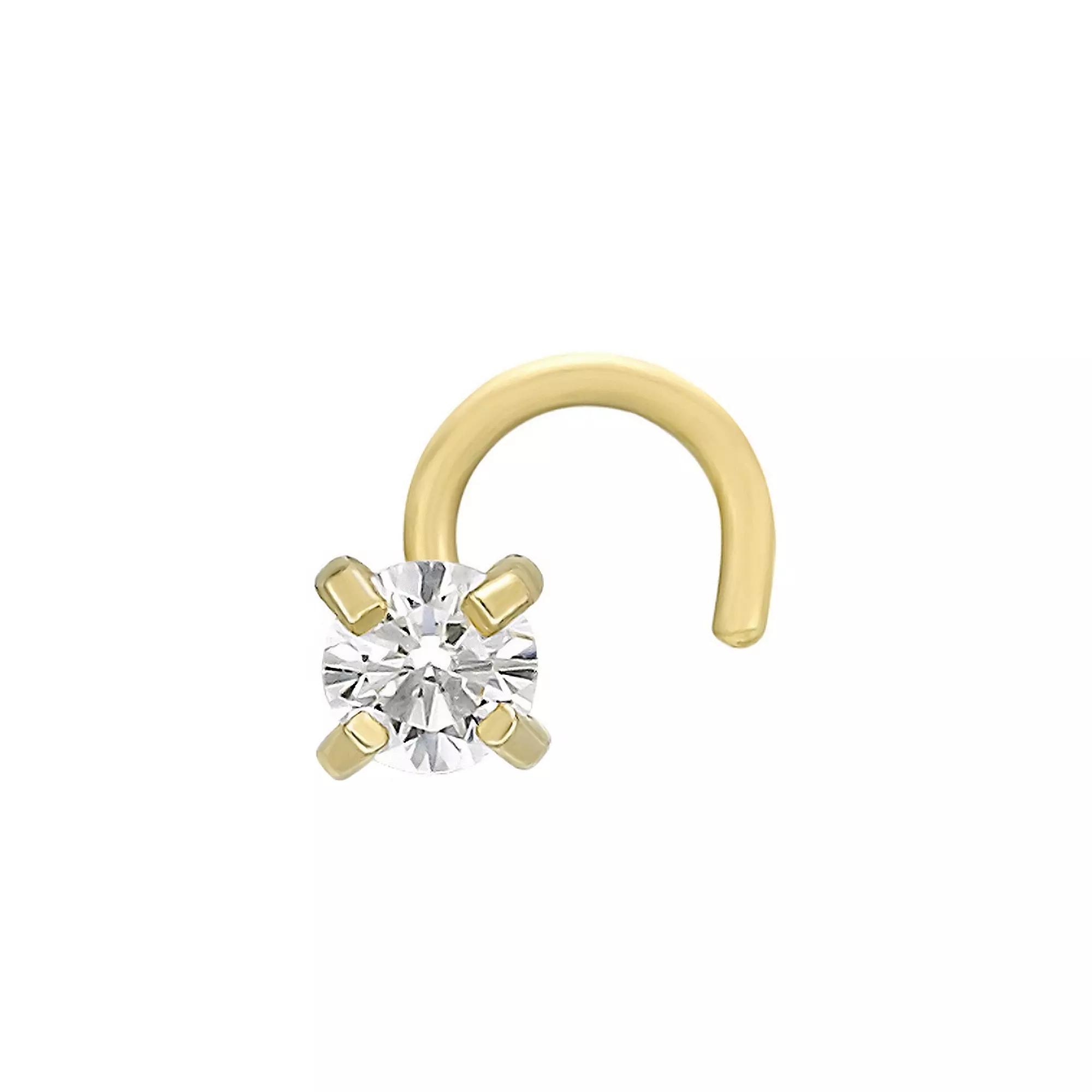 Lila Moon 14k Gold 2 mm Cubic Zirconia Curved Nose Stud, Women's, 14k Whgold Product Image