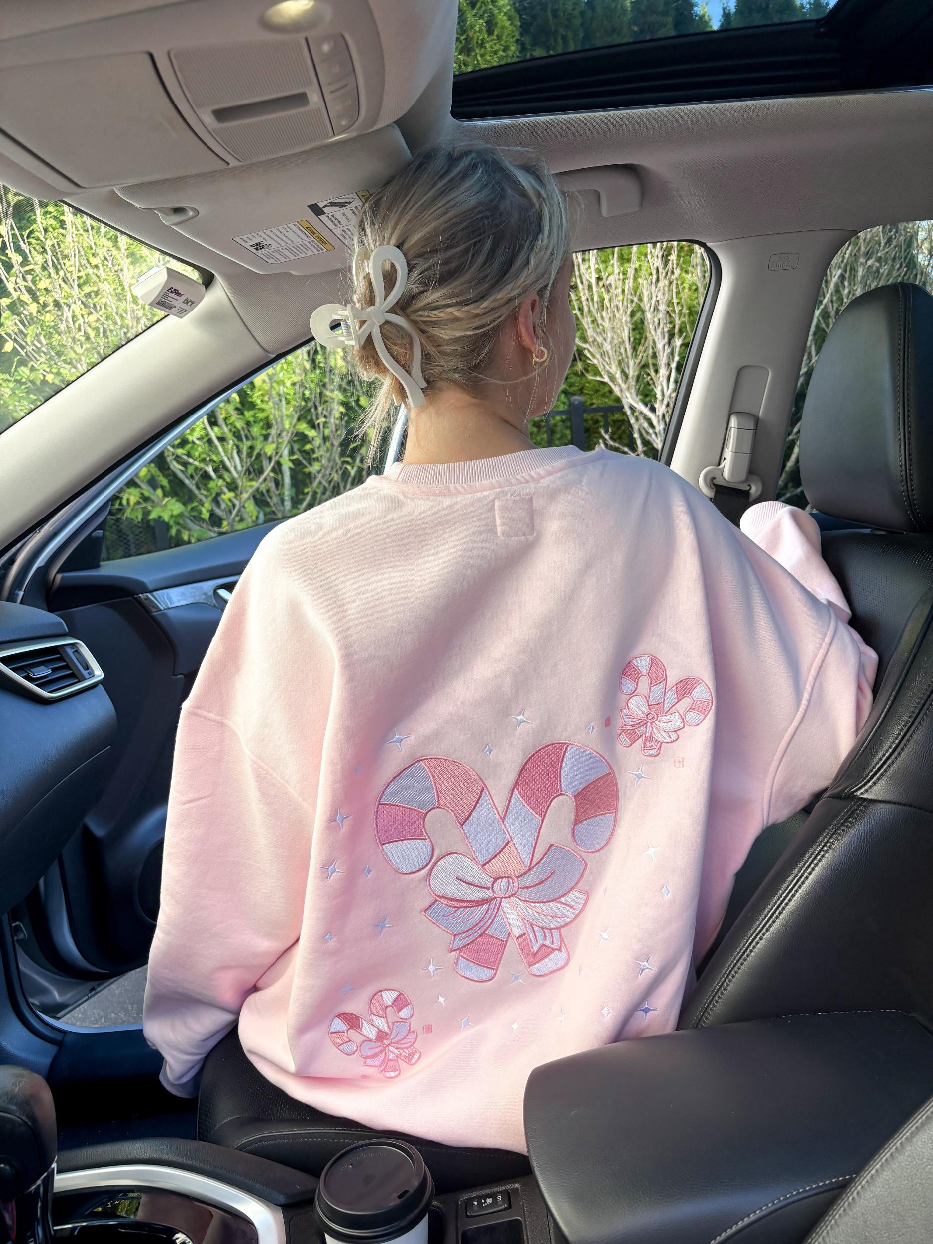 Light Pink Candy Cane Wonderland Sweatshirt Product Image
