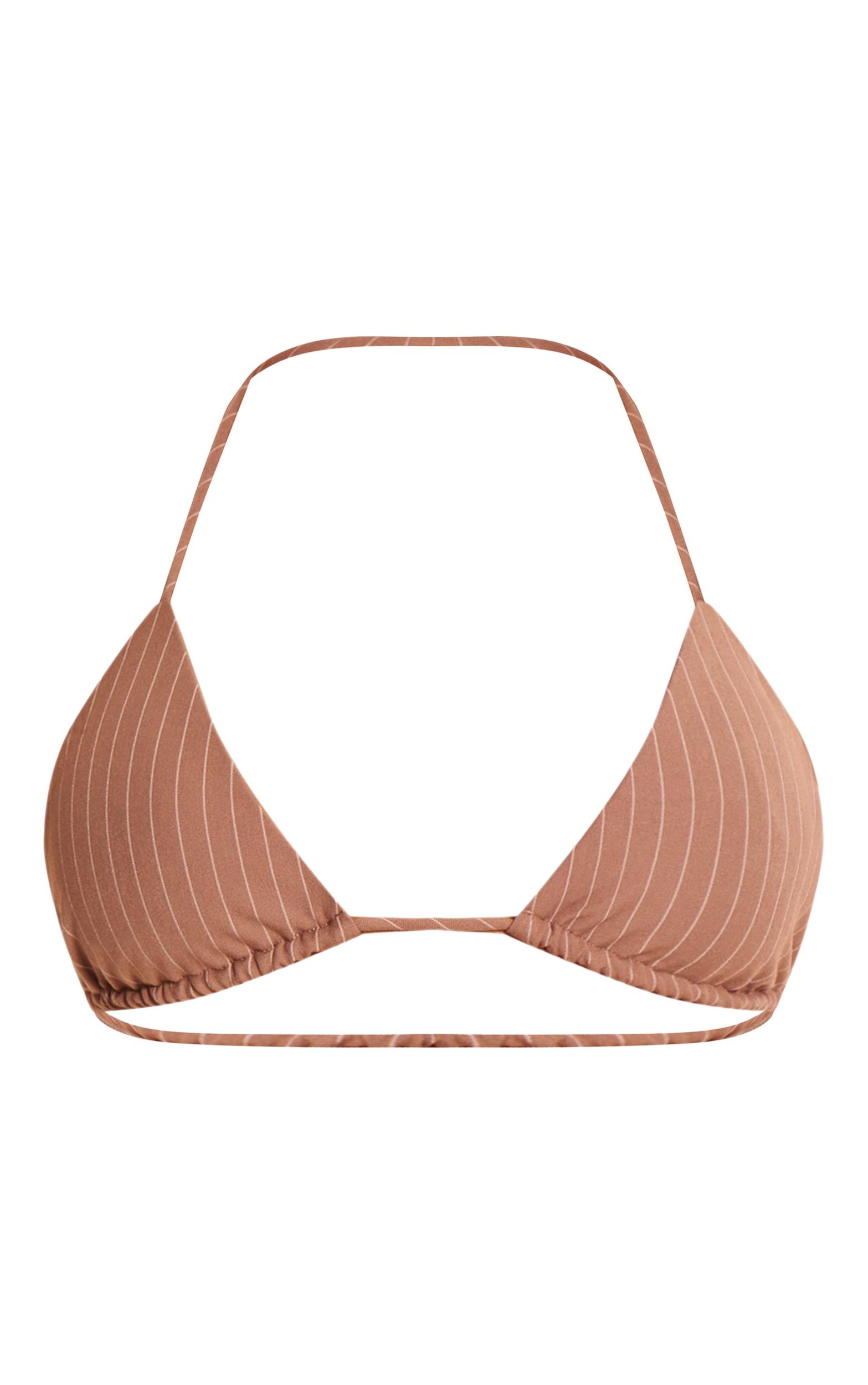 Stone Pinstripe Triangle Bikini Top Product Image