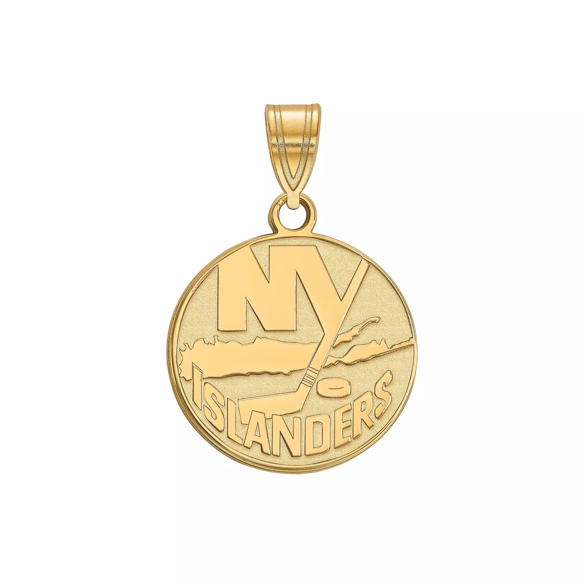 LogoArt New York Islanders Sterling Silver Medium Logo Pendant, Women's, Size: 15 mm, Gold Tone Product Image