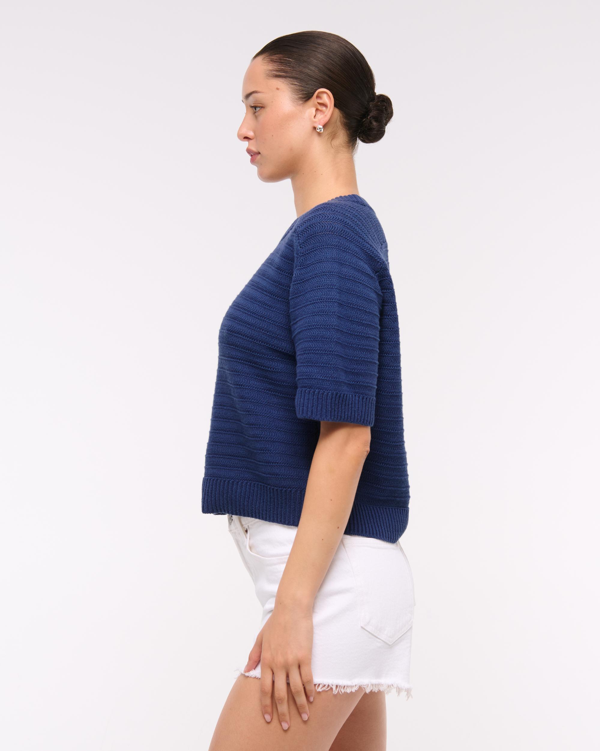 The A&F Madeline Textural Crew Sweater Tee Product Image