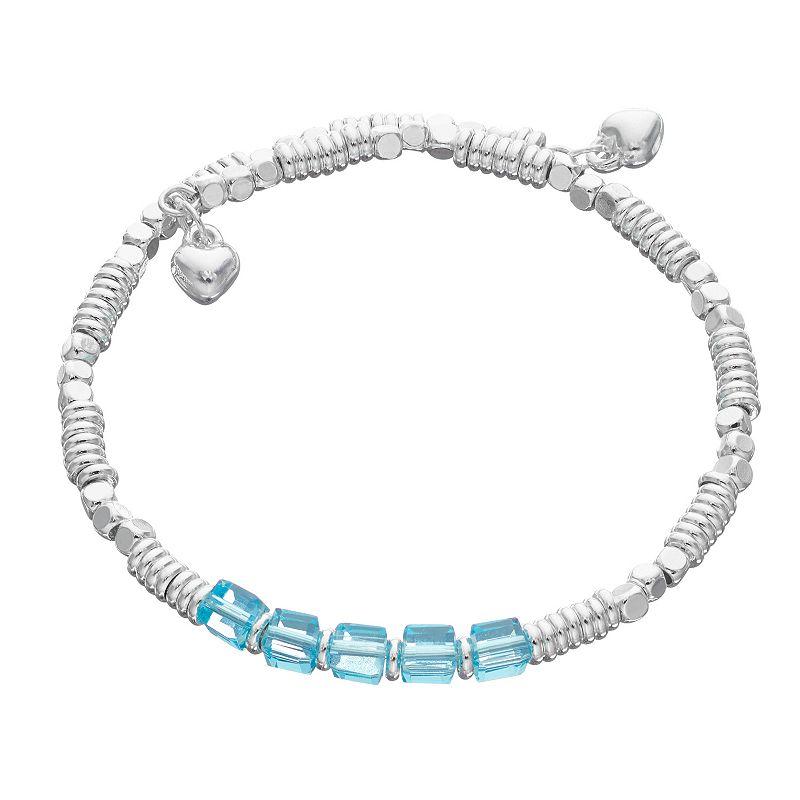 City Luxe Silver Tone Birthstone Beaded Bracelet, Women's, March Product Image